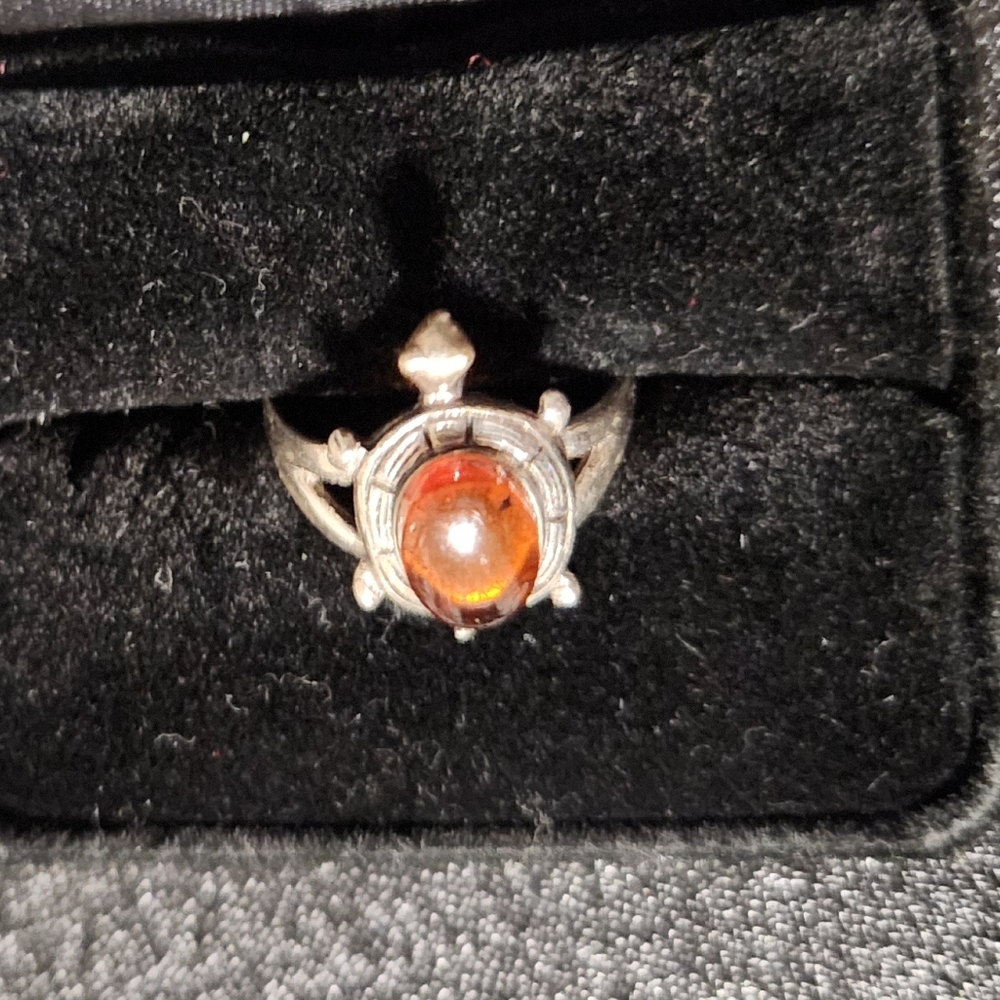 Amber Cabochon Ring